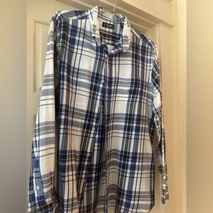 Chaps Blue and White Plaid Men's Shirt